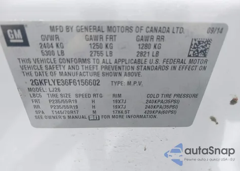 2015 GMC Terrain Slt-2 из США, поврежденный, VIN 2GKFLYE36F6156602